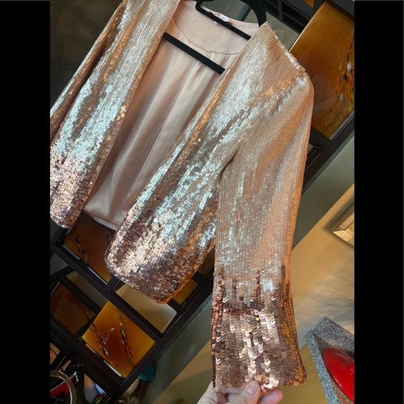 Parker Rose Gold Sequin jacket, Size M - Picture 13 of 17